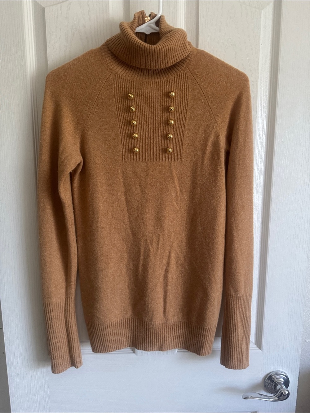 Marc By Marc Jacobs Camel Turtleneck Sweater with Gold Buttons